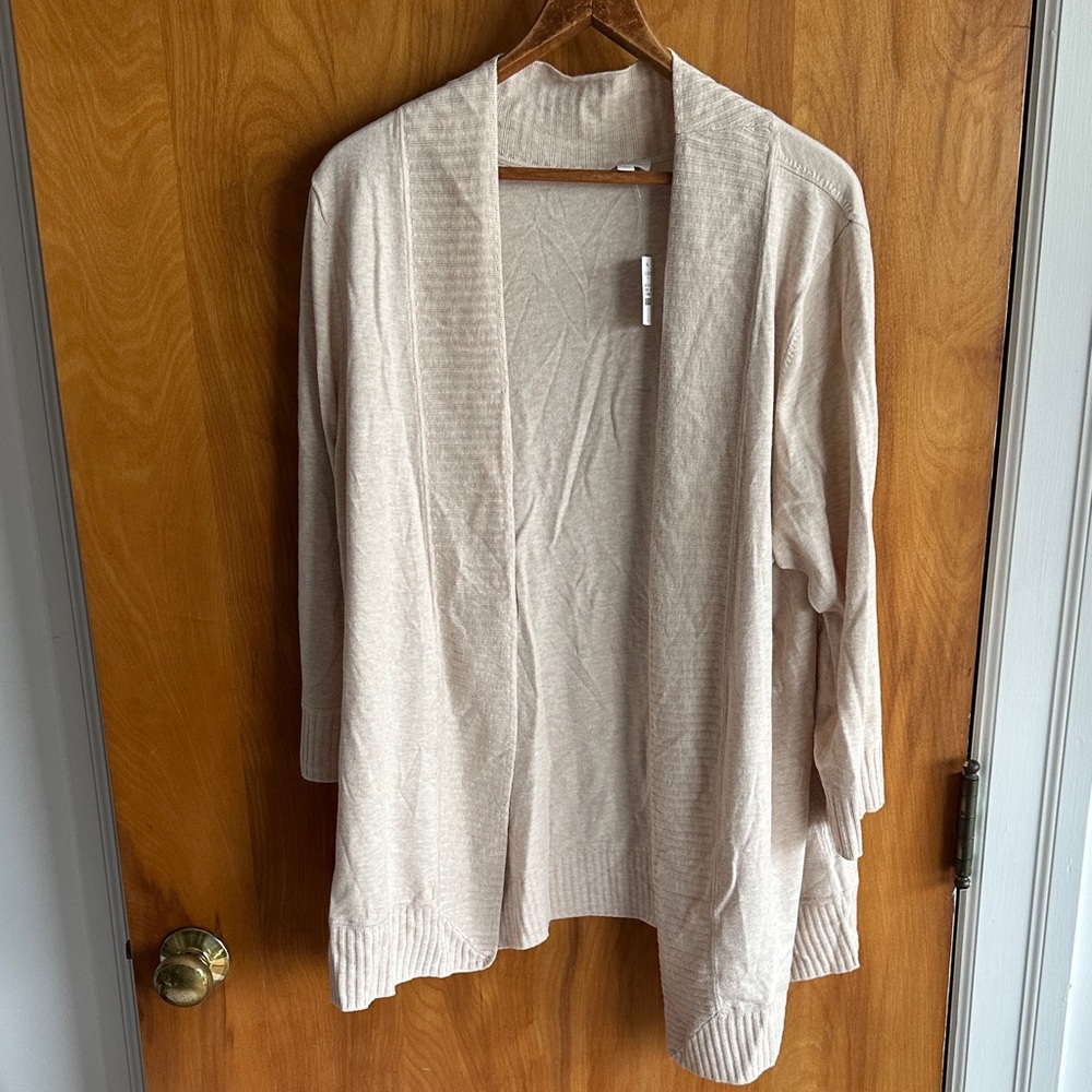 Talbots Light Beige Open-Front Knit Cardigan